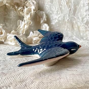 陶器のツバメ 壁飾り オーナメント３羽ヨーロッパ シャビー小鳥 /K033 鳥の壁飾りツバメ3羽セット - アンティーク食器と雑貨のお店